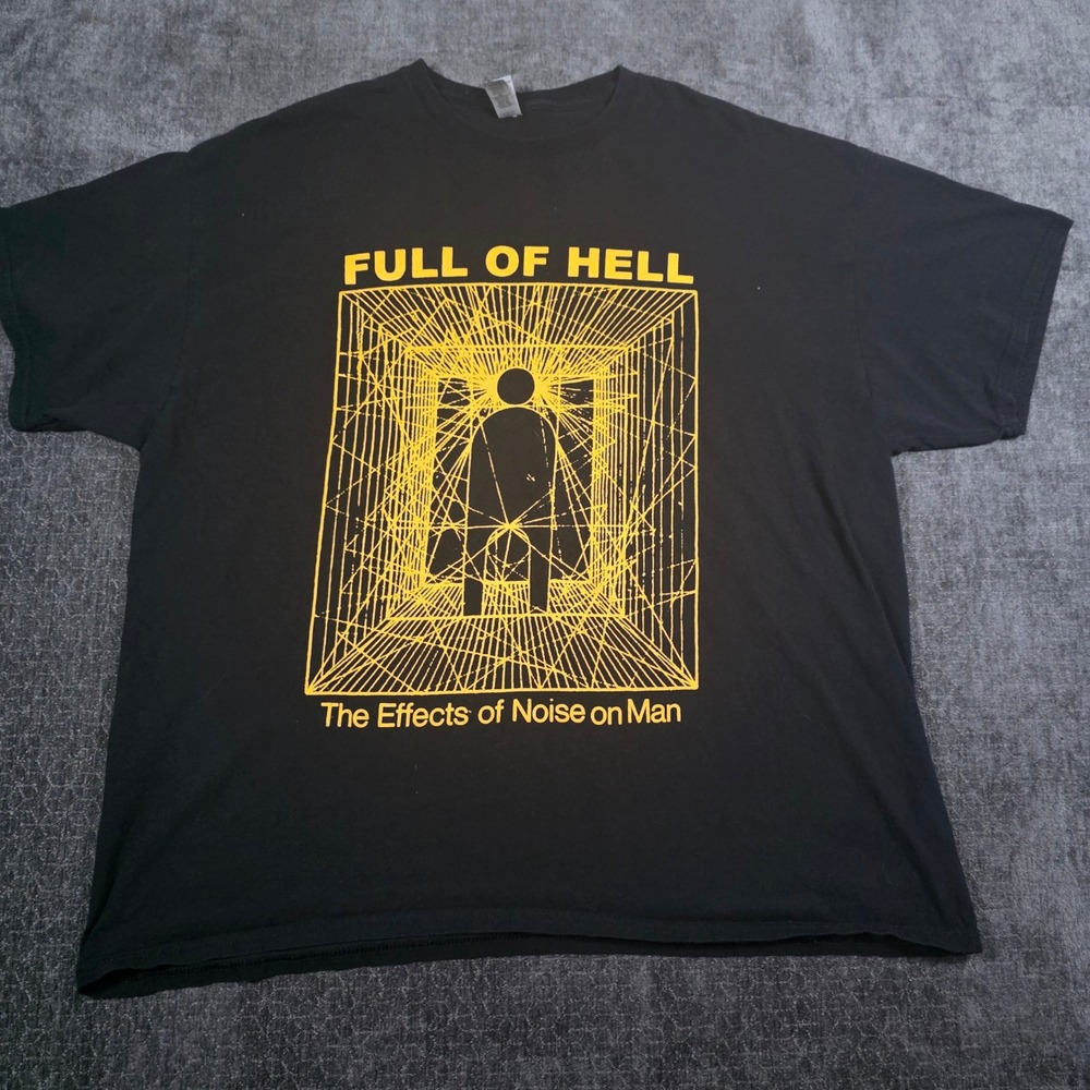 Full of Hell The Effects of Noise on Man Band T-Shirt Black Yellow Mens 2XL XXL
